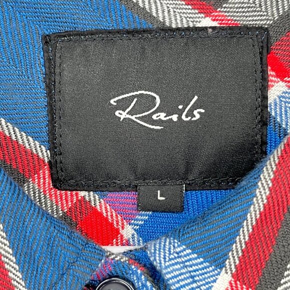 Rails Hunter Blue Black Red Flannel Button Down Shirt Size Large - Picture 8 of 9